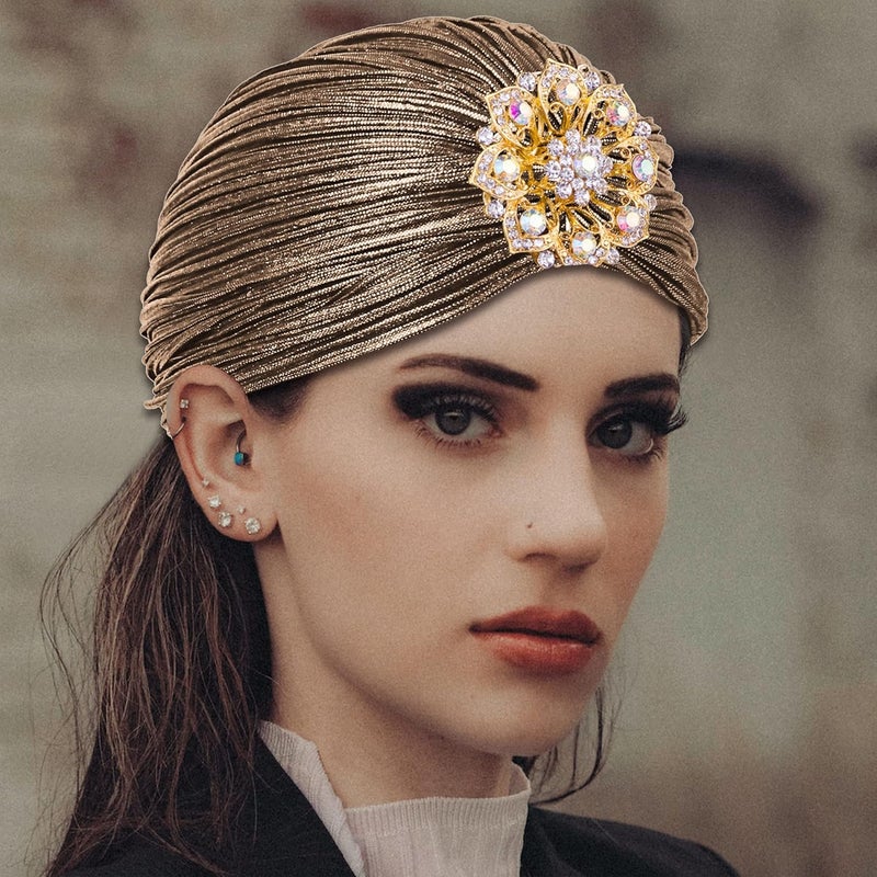 CROWN GUIDE 1920s Gatsby Headpiece Crystal Roaring 20s Costumes Accessories Flapper Cap Exotic Hair Wraps - Image 3